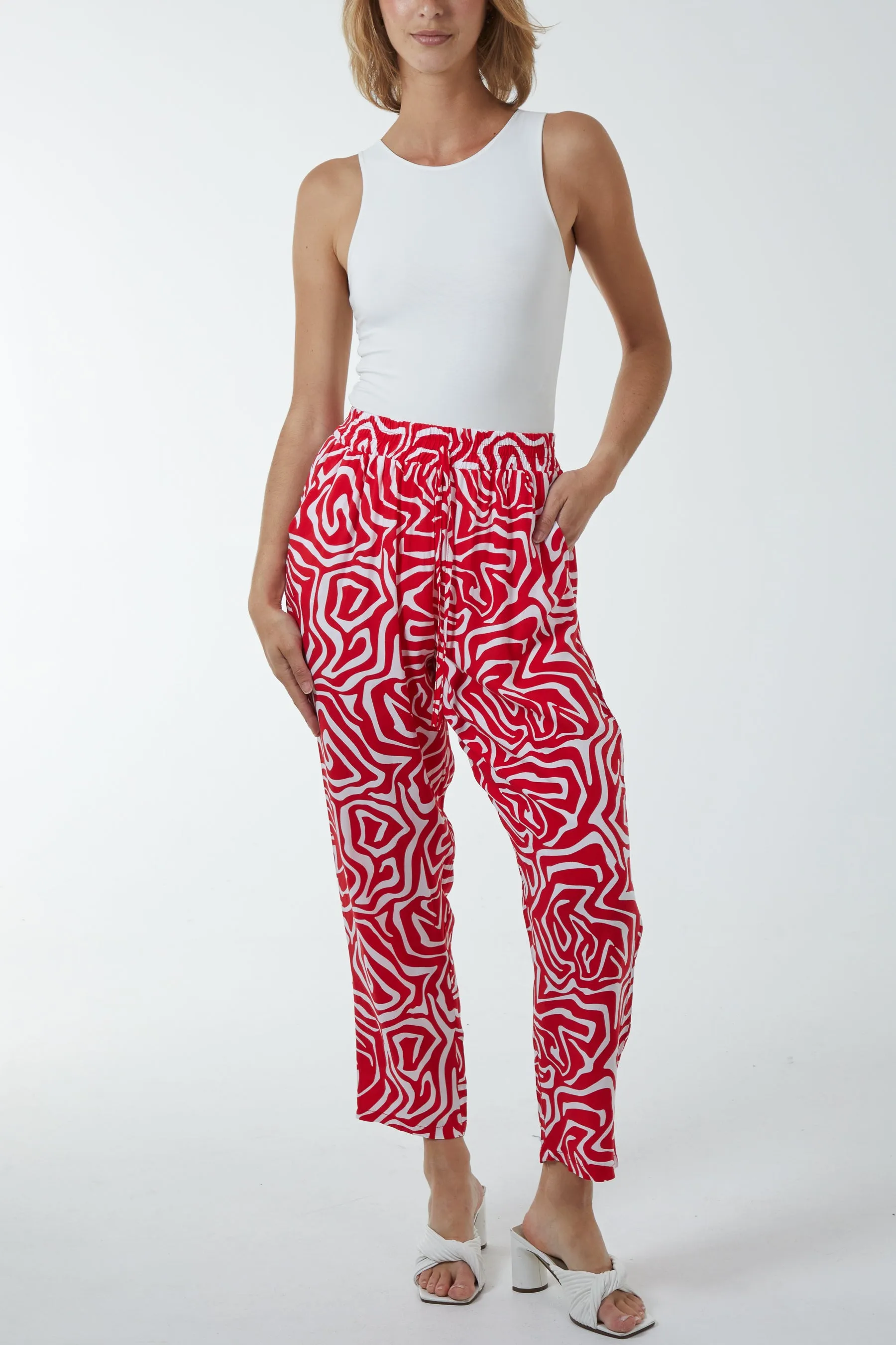 Abstract Swirl Capri Trousers