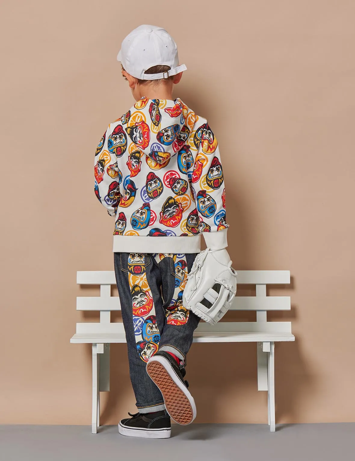 Allover Pompadour Daruma Print Hooded Sweatshirt