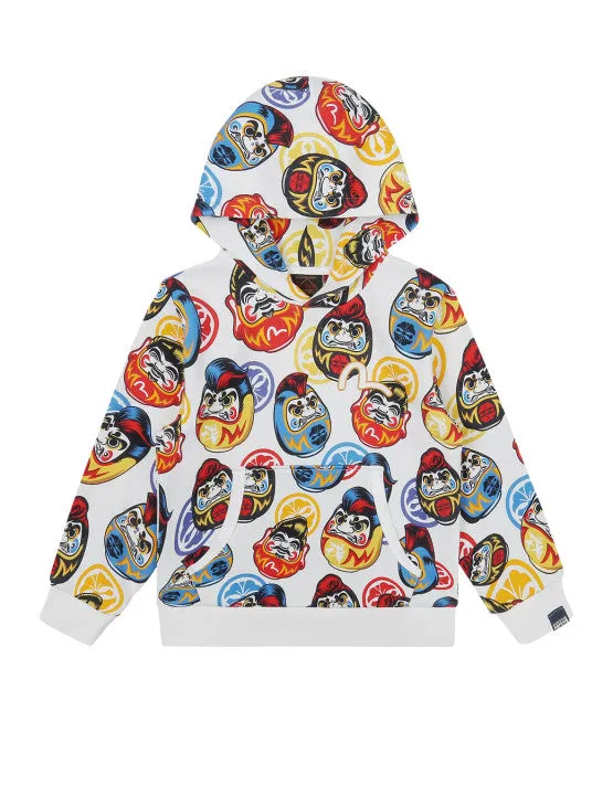 Allover Pompadour Daruma Print Hooded Sweatshirt