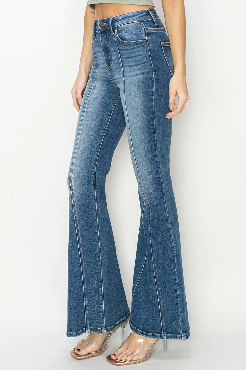 Andie High Rise Front Inseam Flare Risen Jeans