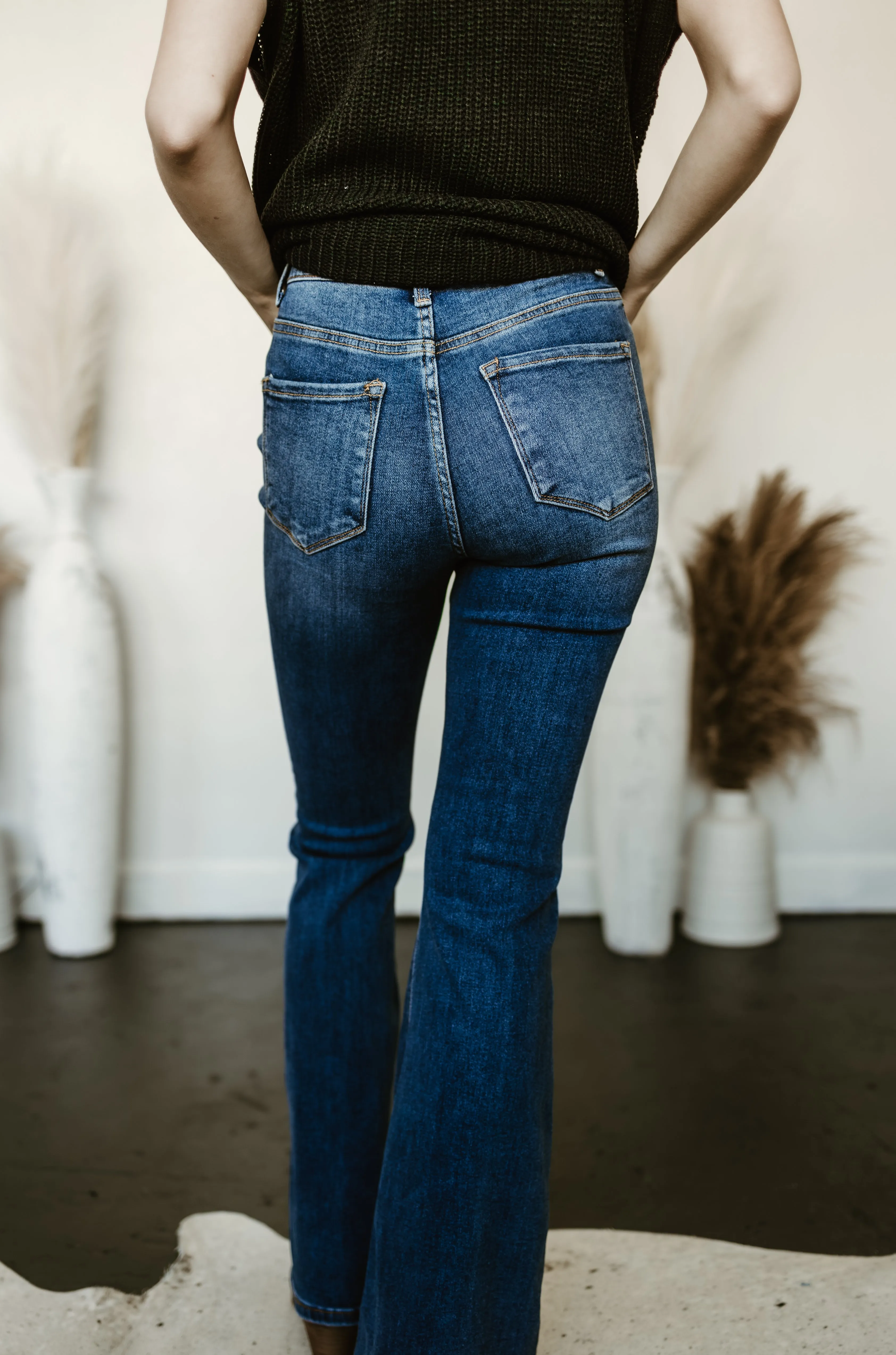 Andie High Rise Front Inseam Flare Risen Jeans