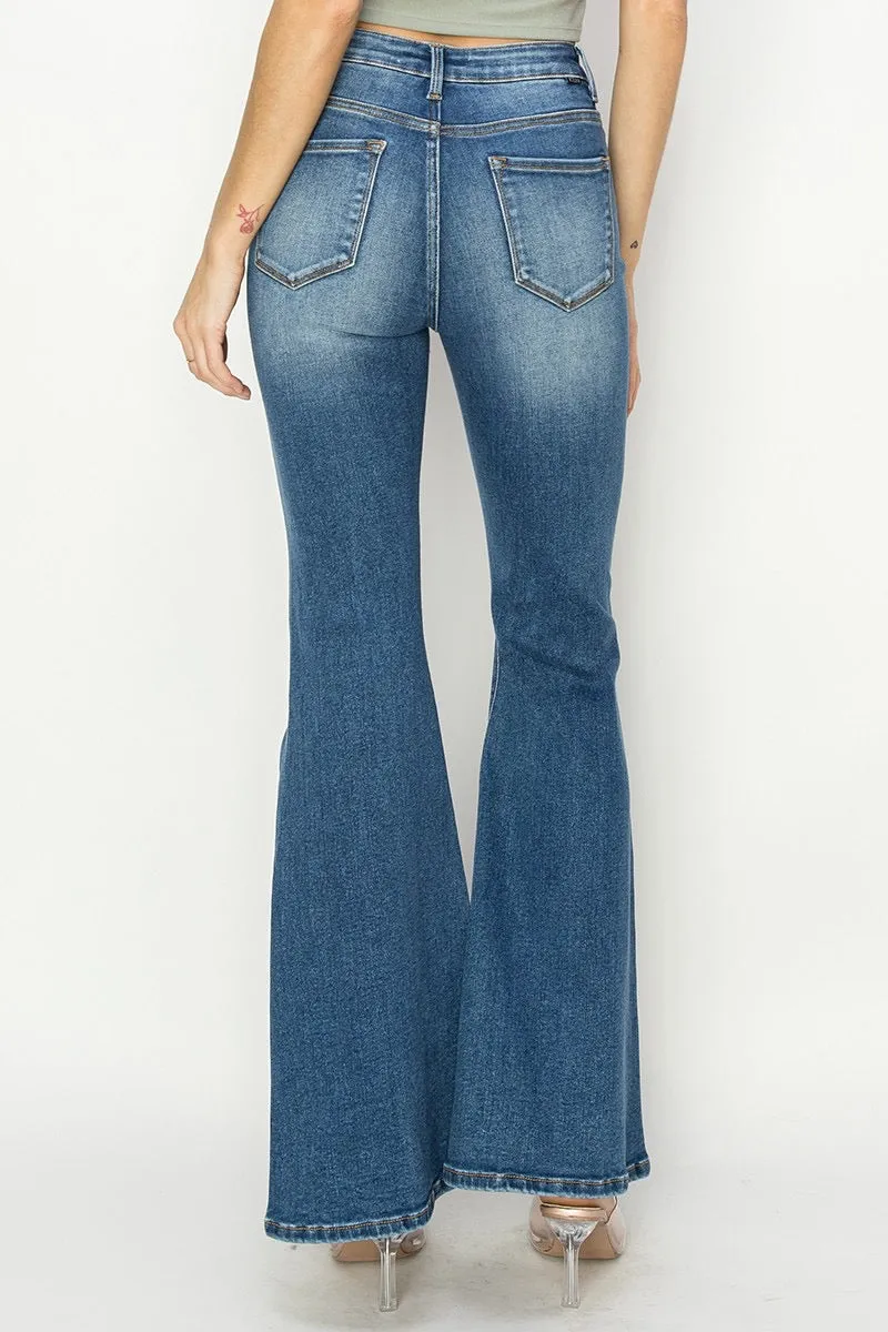 Andie High Rise Front Inseam Flare Risen Jeans