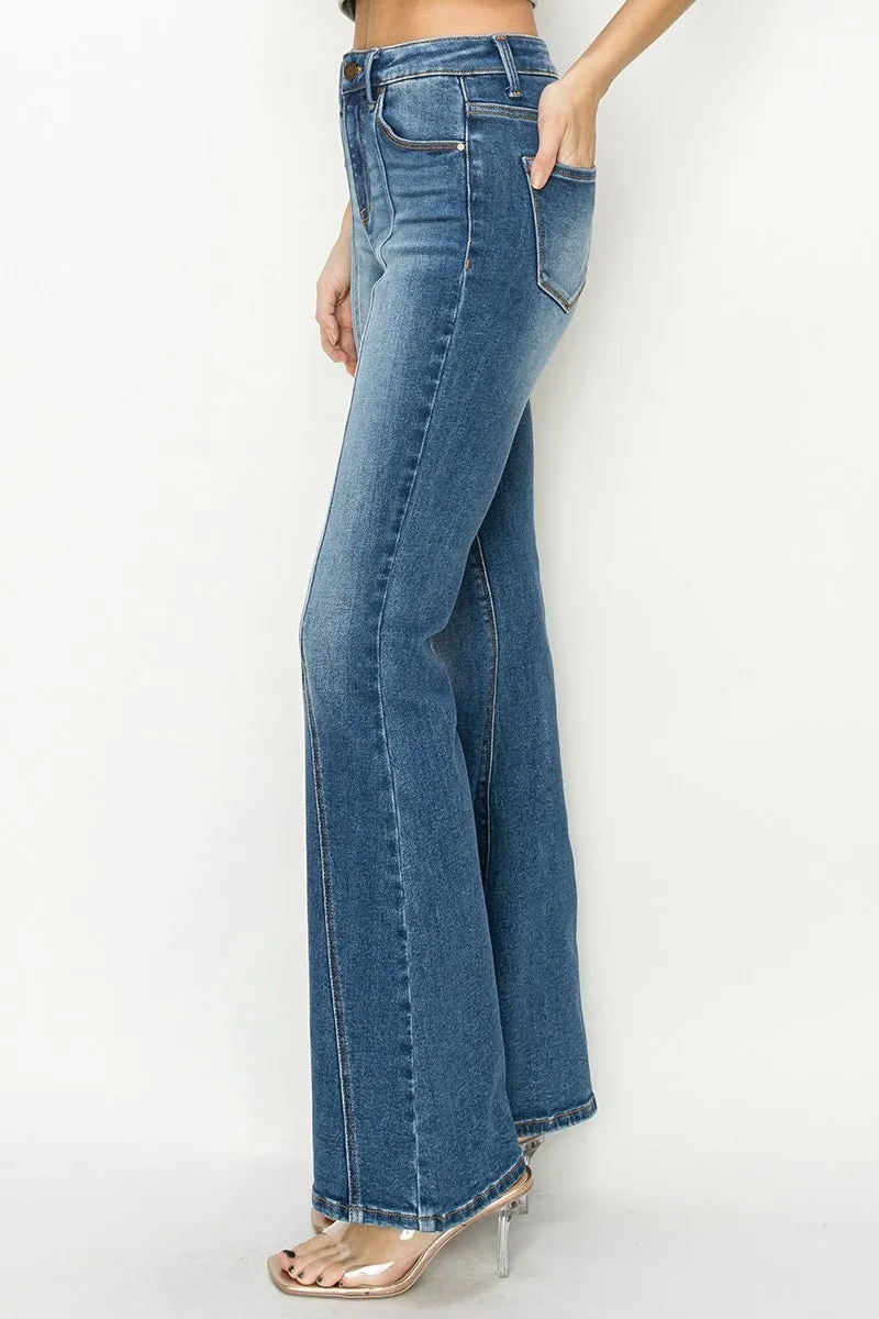 Andie High Rise Front Inseam Flare Risen Jeans