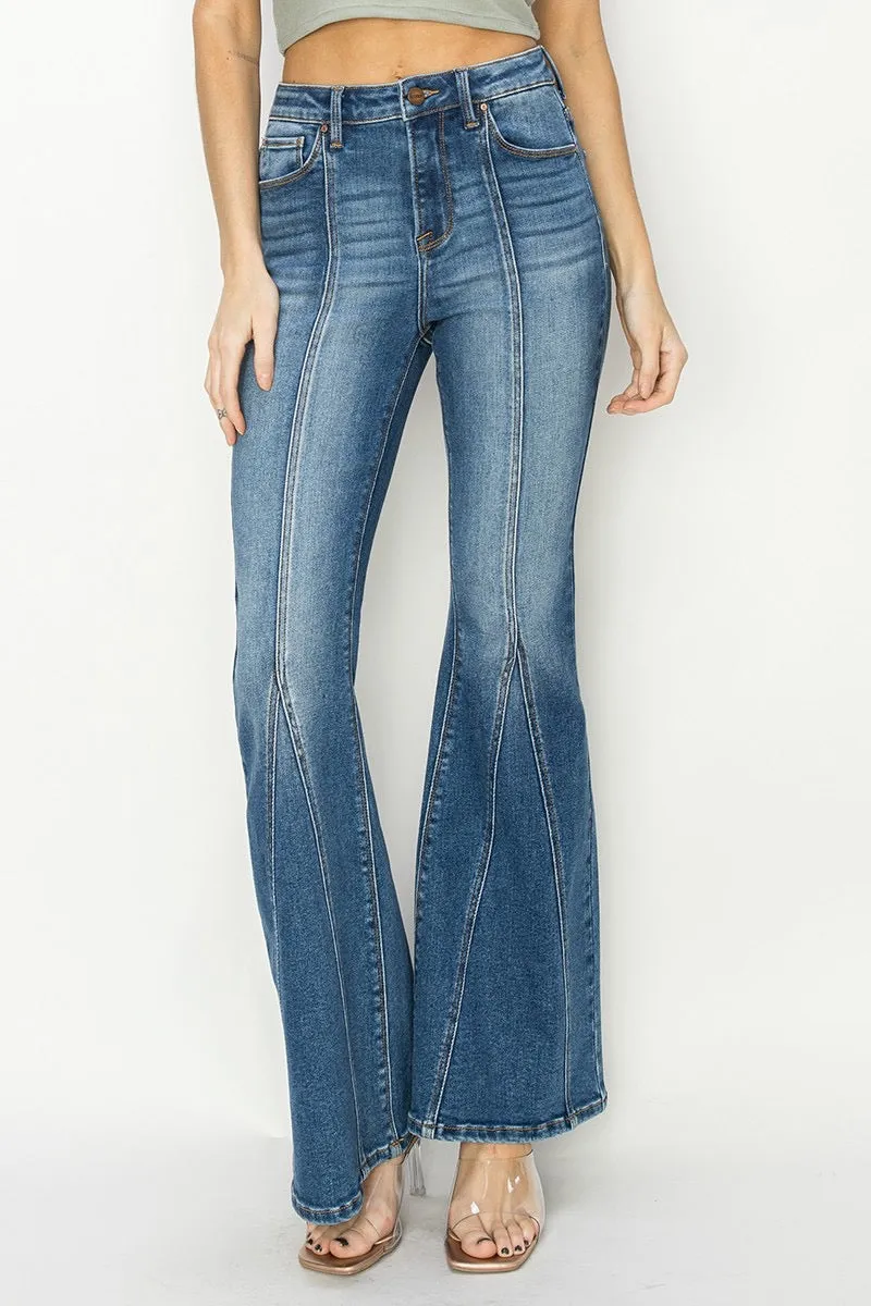 Andie High Rise Front Inseam Flare Risen Jeans