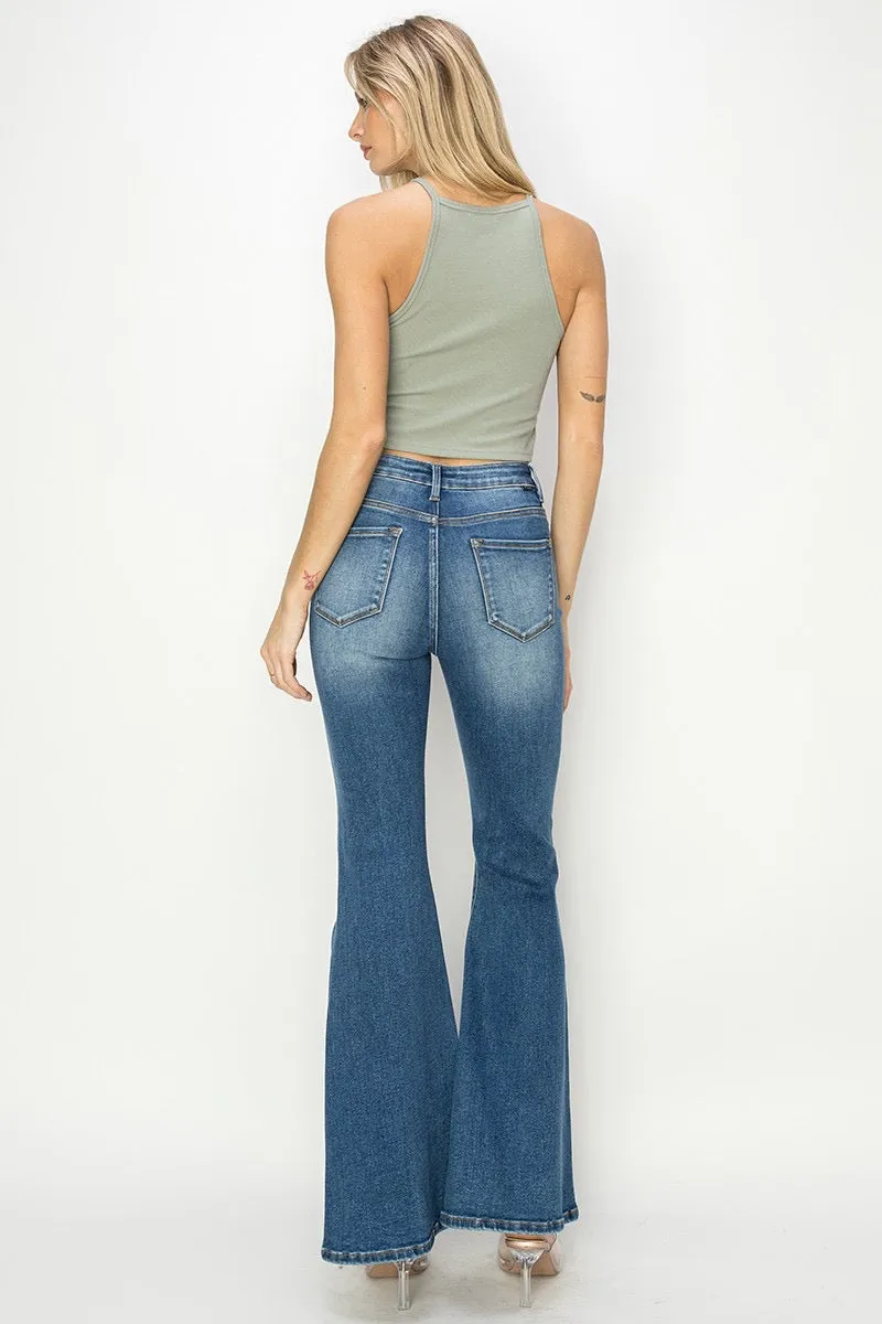 Andie High Rise Front Inseam Flare Risen Jeans