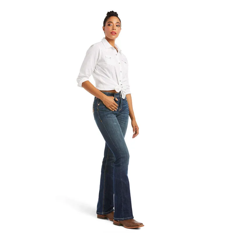 ARIAT WOMENS R.E.A.L HIGH RISE KATRINA BOOT CUT PACIFIC