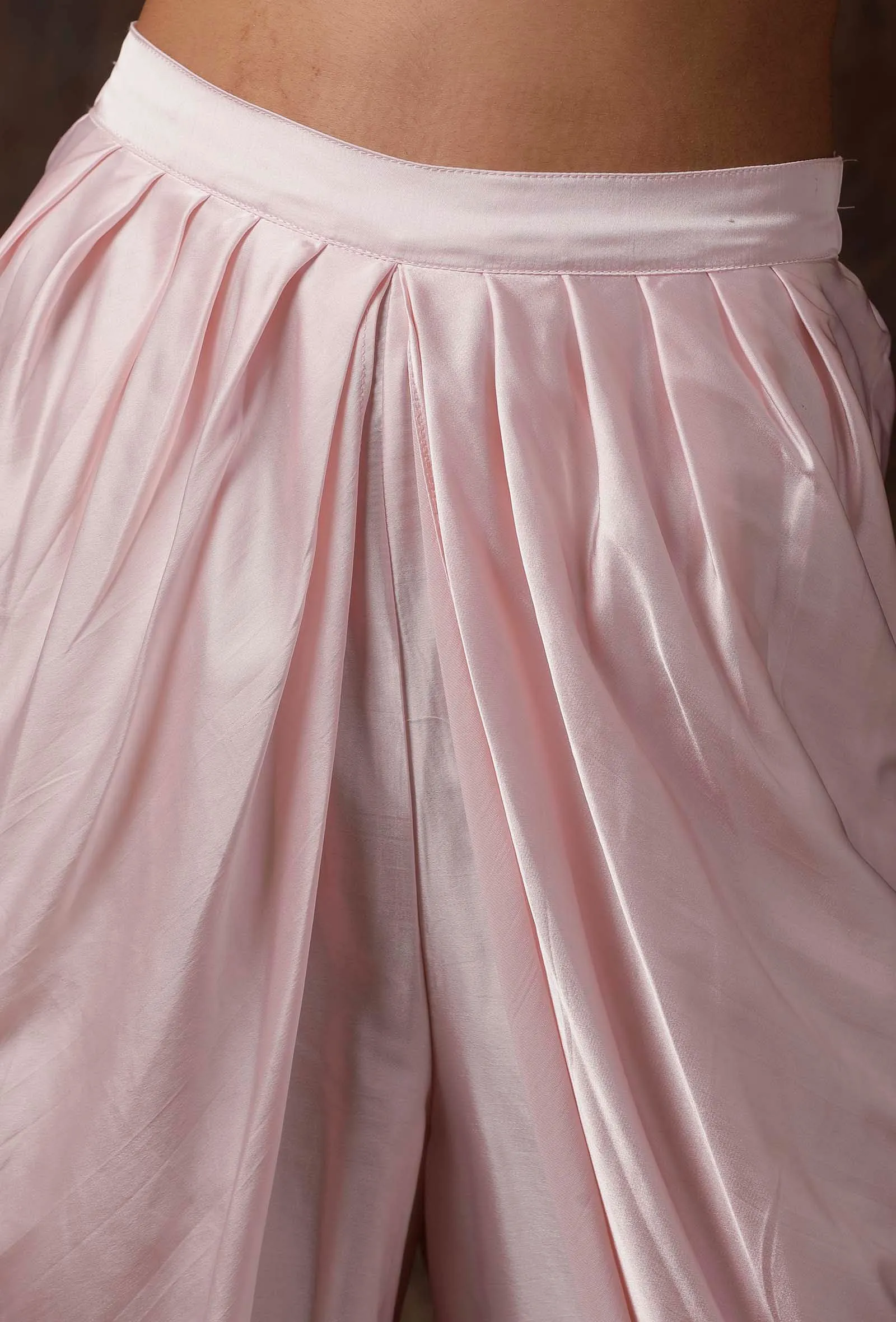 Baby Pink Satin Dhoti