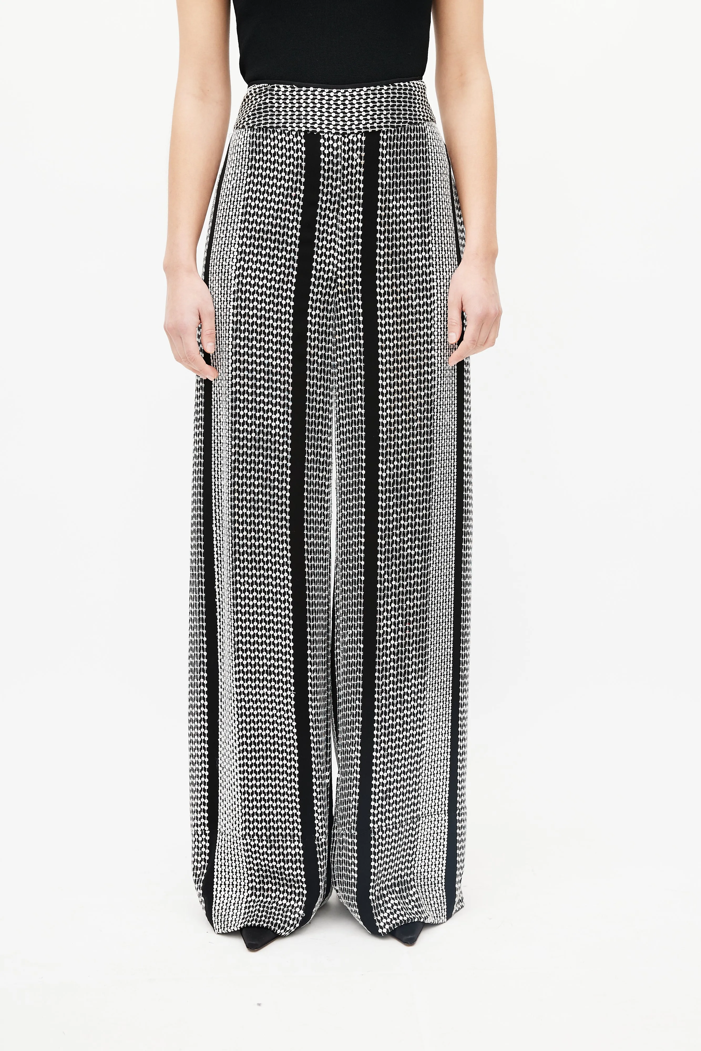 Black & Silver Sequin Palazzo Pant