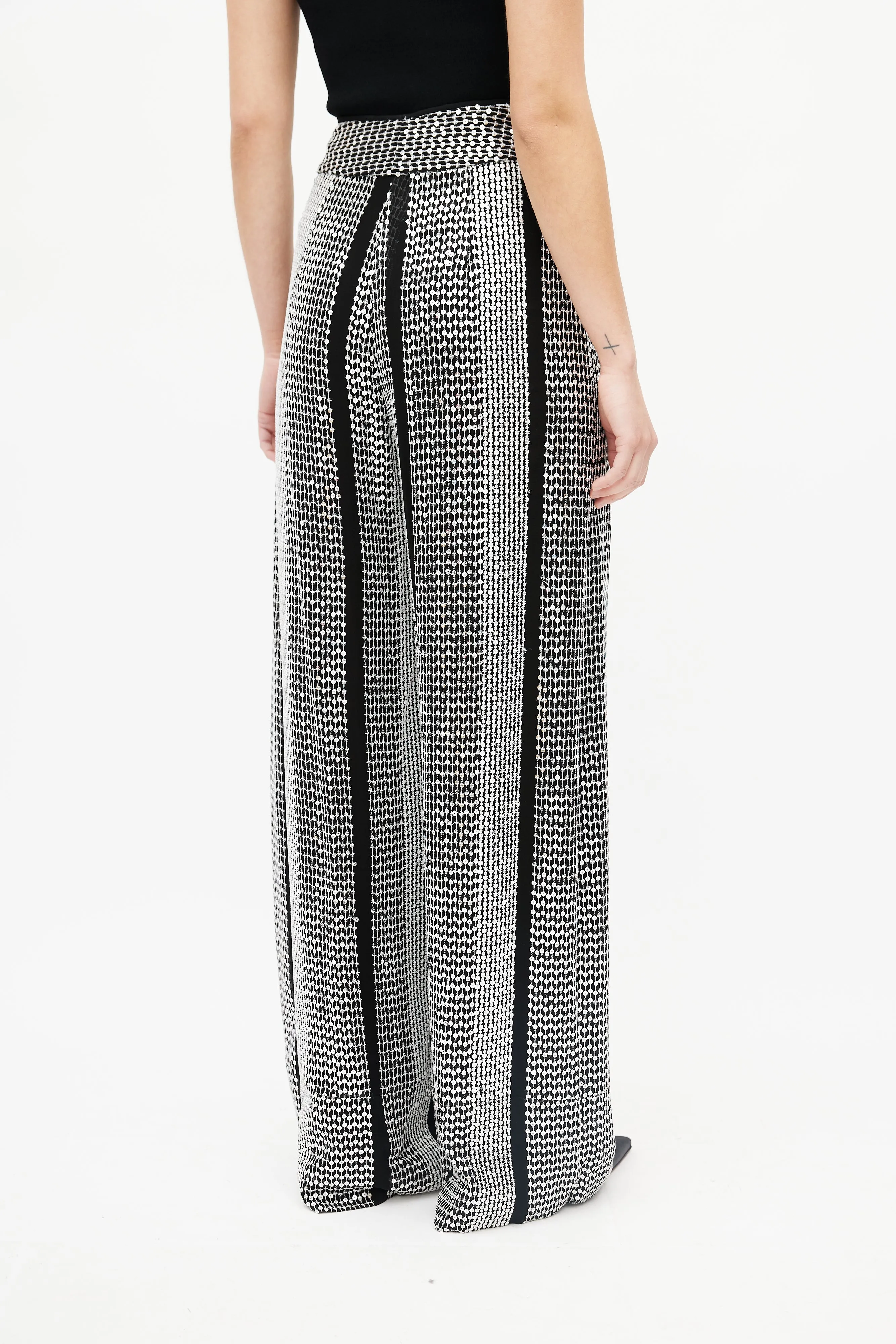 Black & Silver Sequin Palazzo Pant