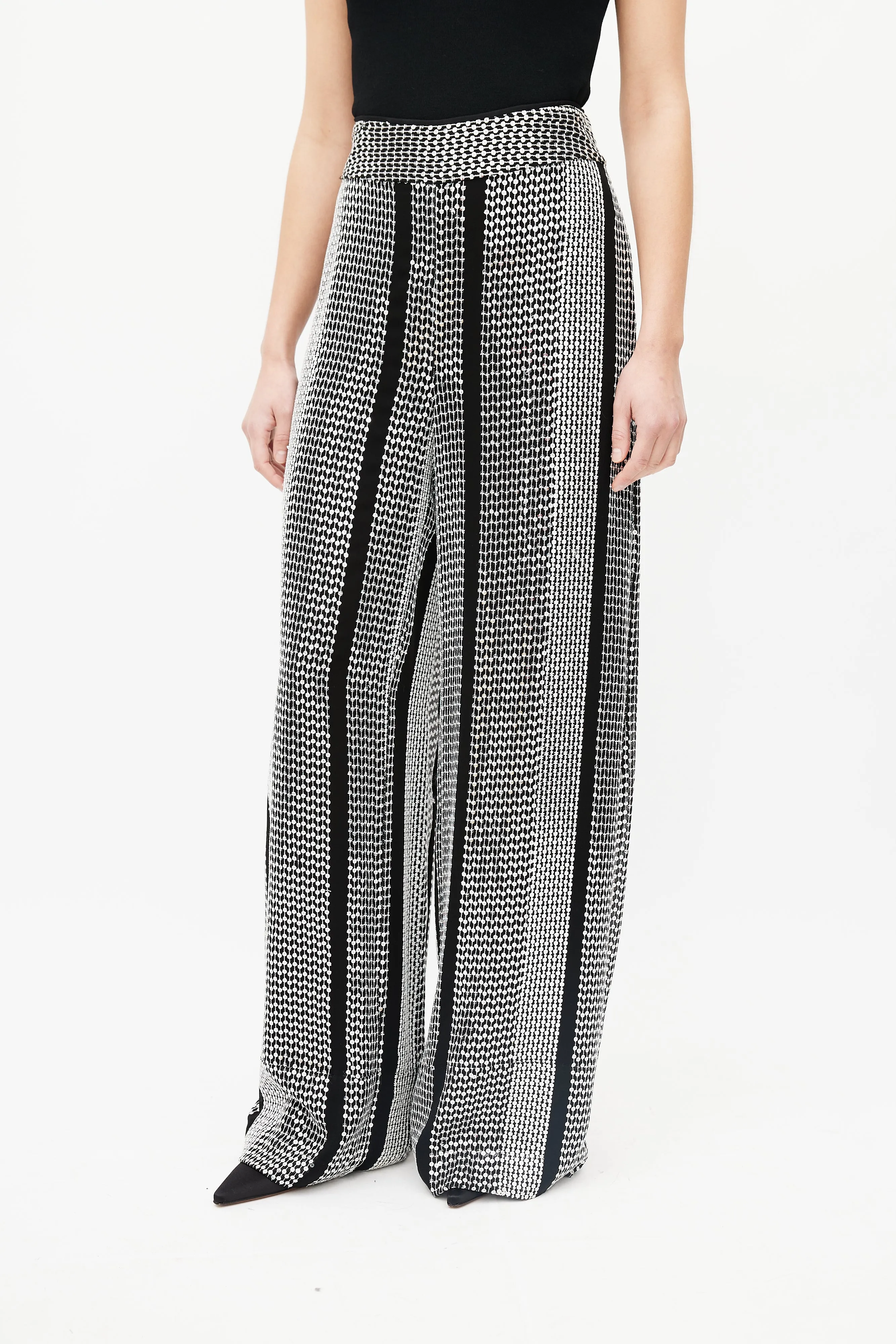 Black & Silver Sequin Palazzo Pant