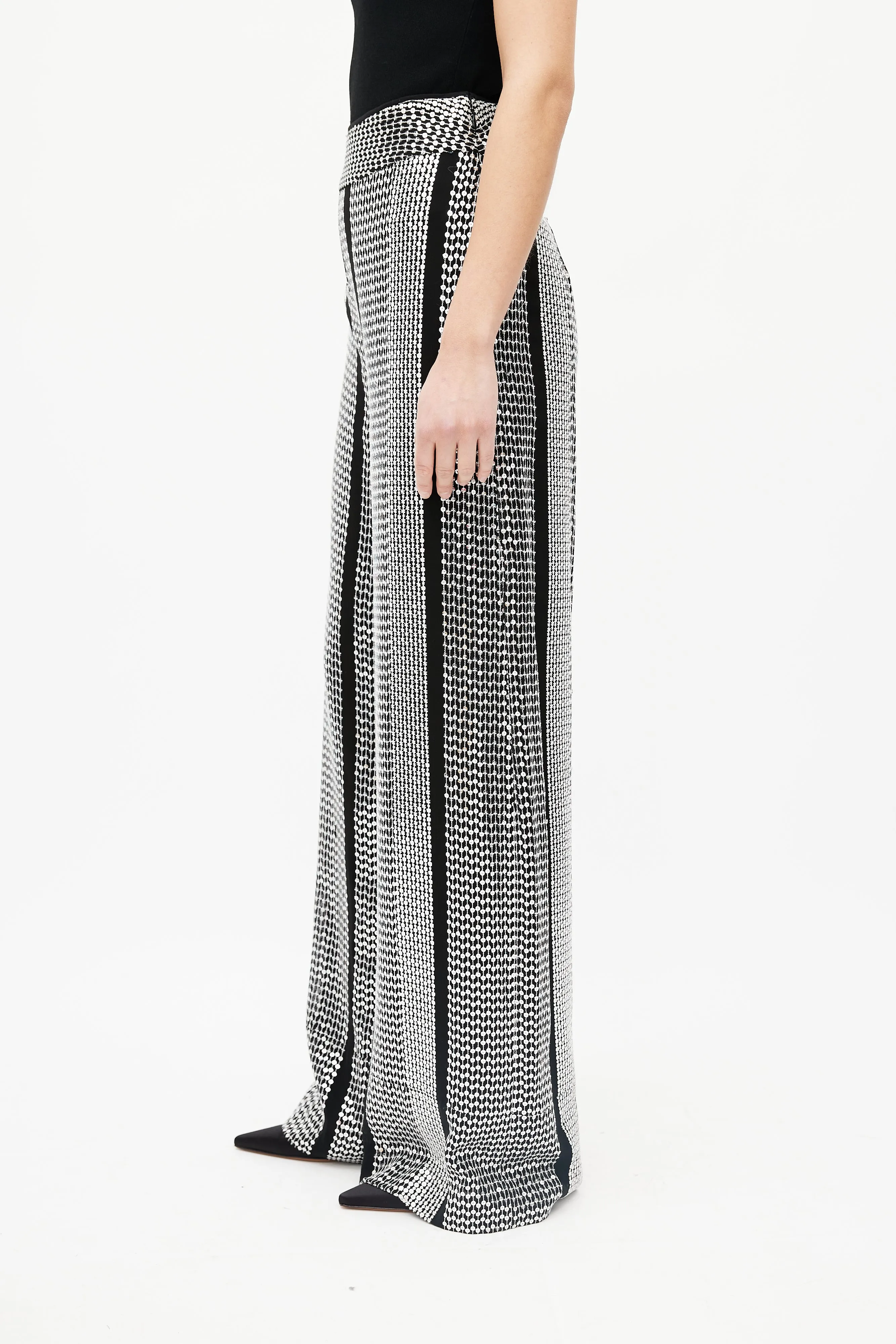 Black & Silver Sequin Palazzo Pant