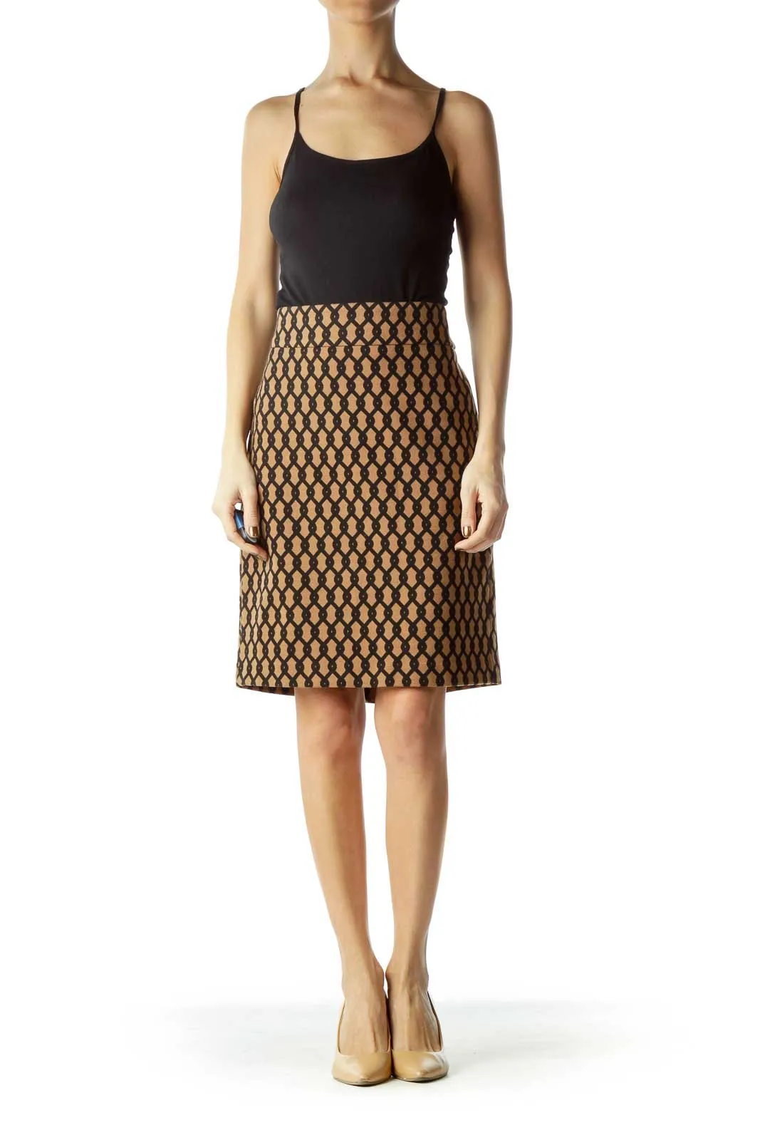 Brown Black Printed Mini Skirt