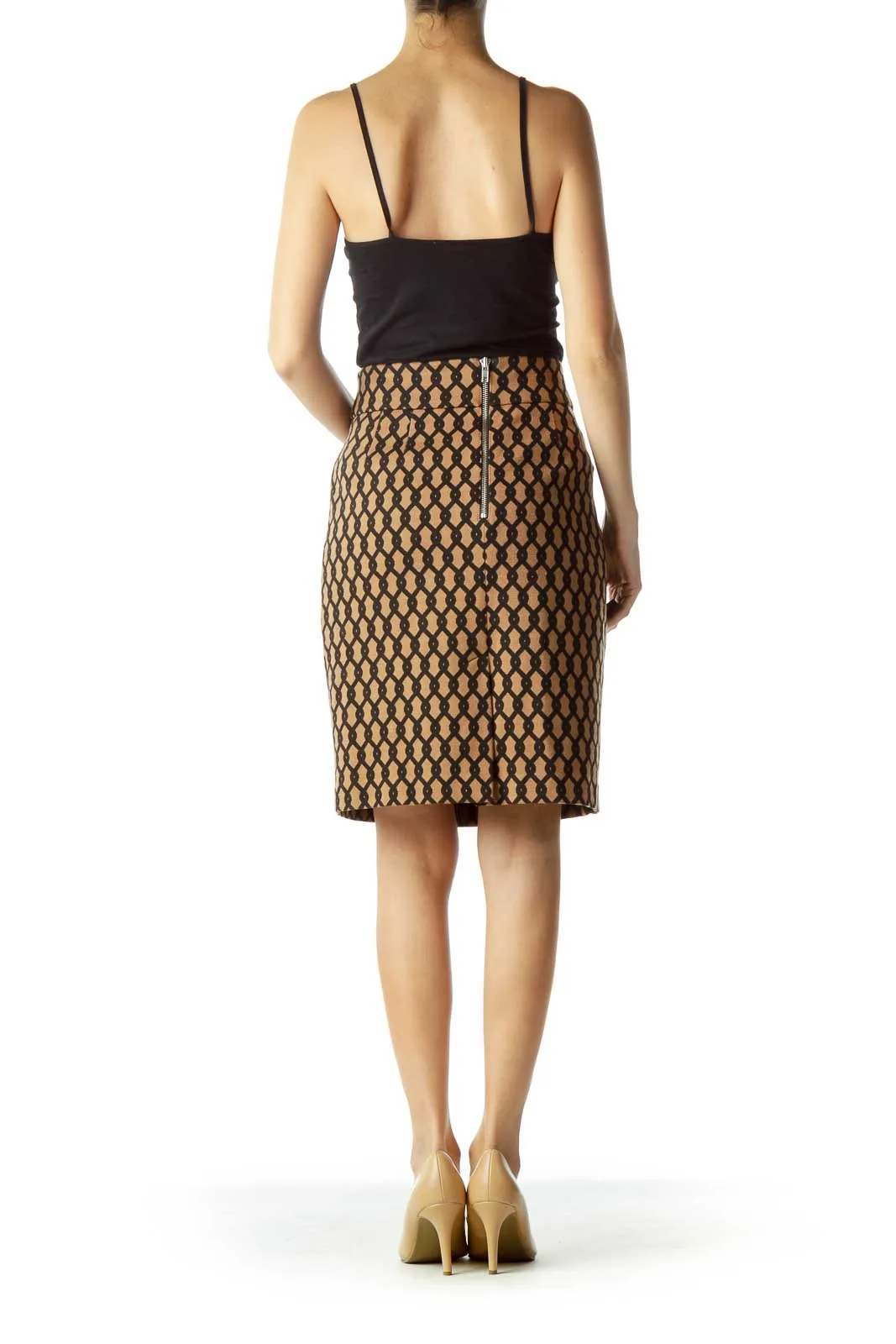 Brown Black Printed Mini Skirt