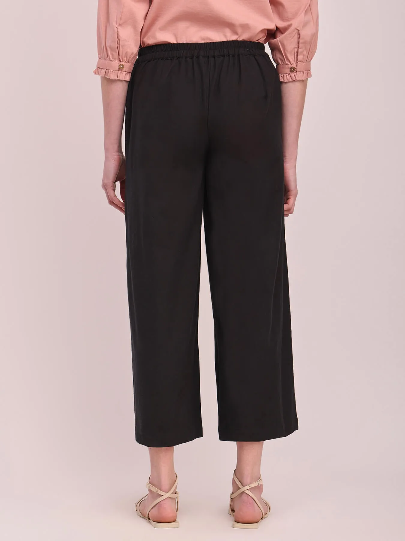 Cotton Solid Culottes - Black