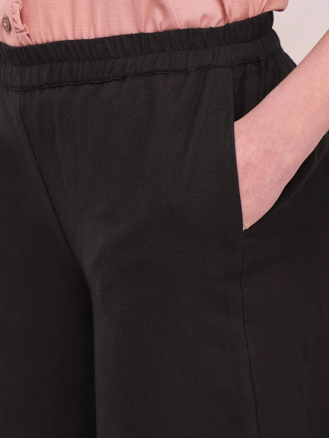 Cotton Solid Culottes - Black