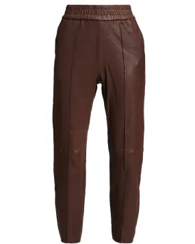 Dark Chocolate Slim Leather Jogger