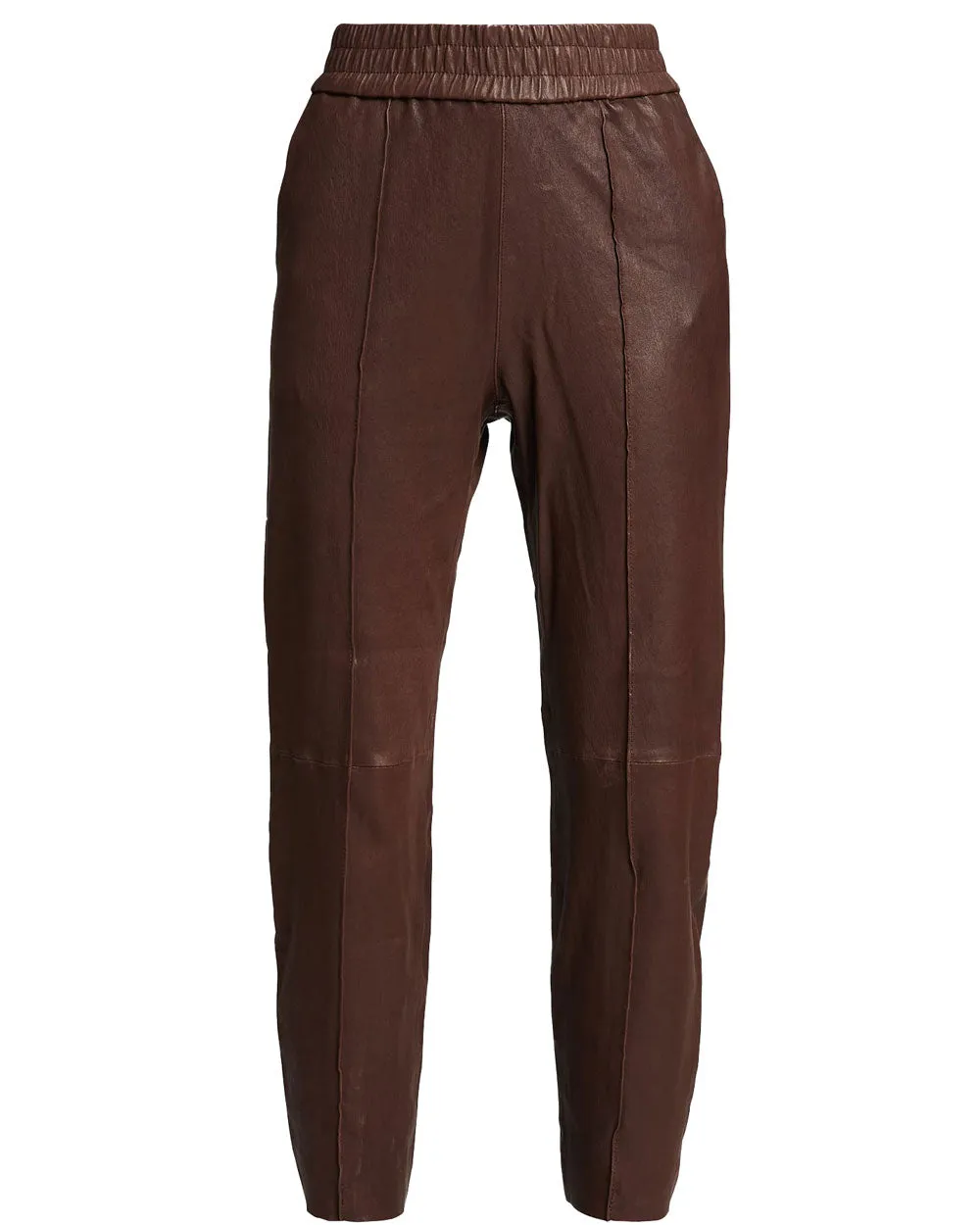 Dark Chocolate Slim Leather Jogger
