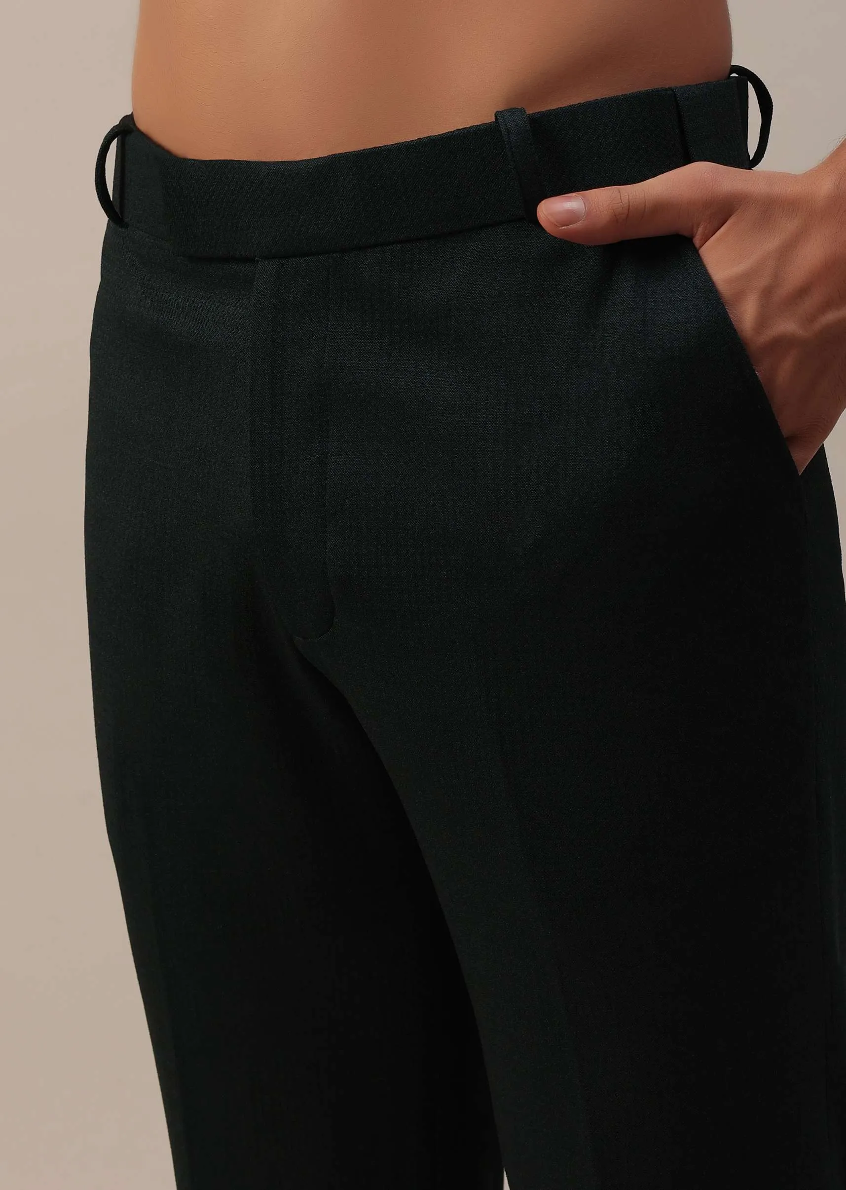 Dark Olive Green Velvet Indowestern With Threadwork And Sequins