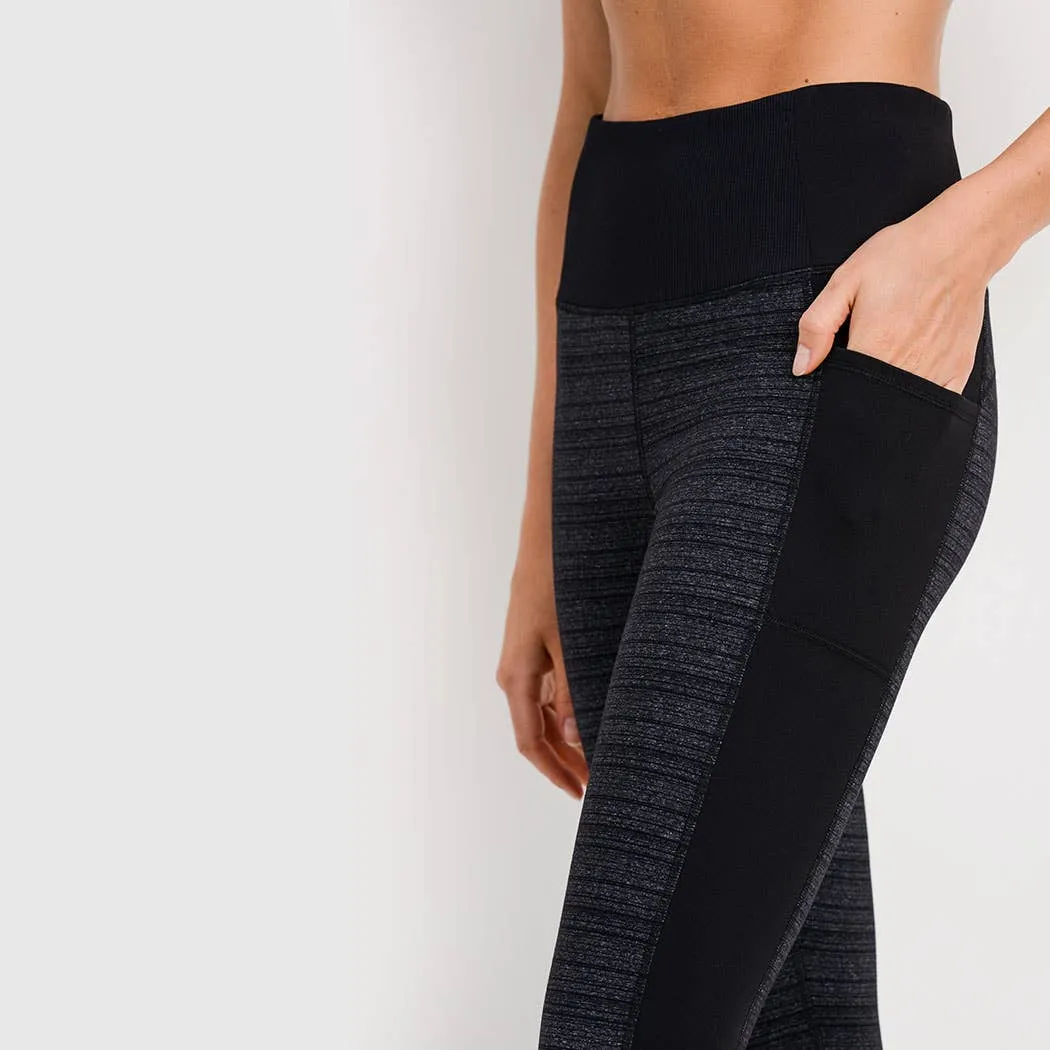Dark Striped Colorblock Cuffed Leggings