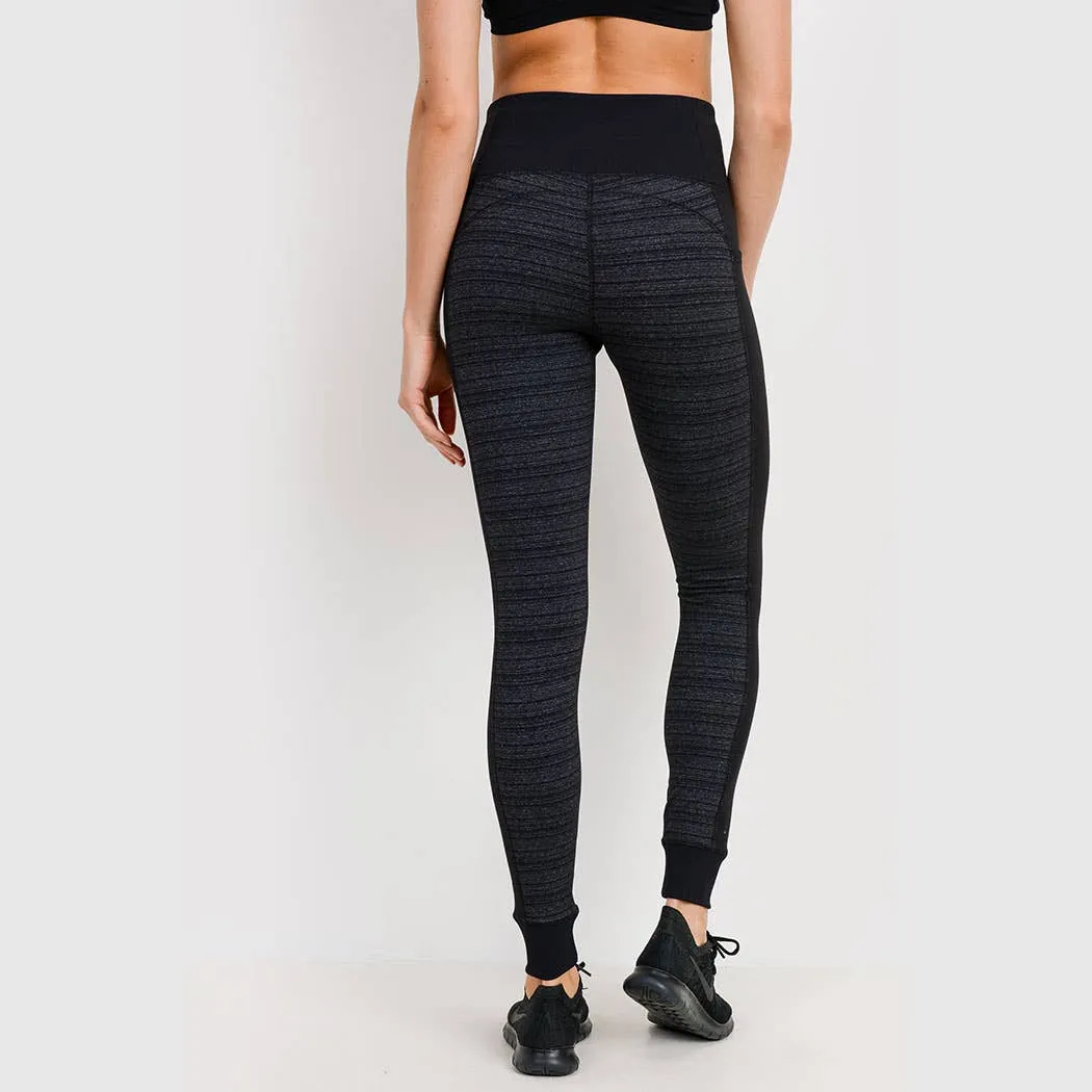 Dark Striped Colorblock Cuffed Leggings
