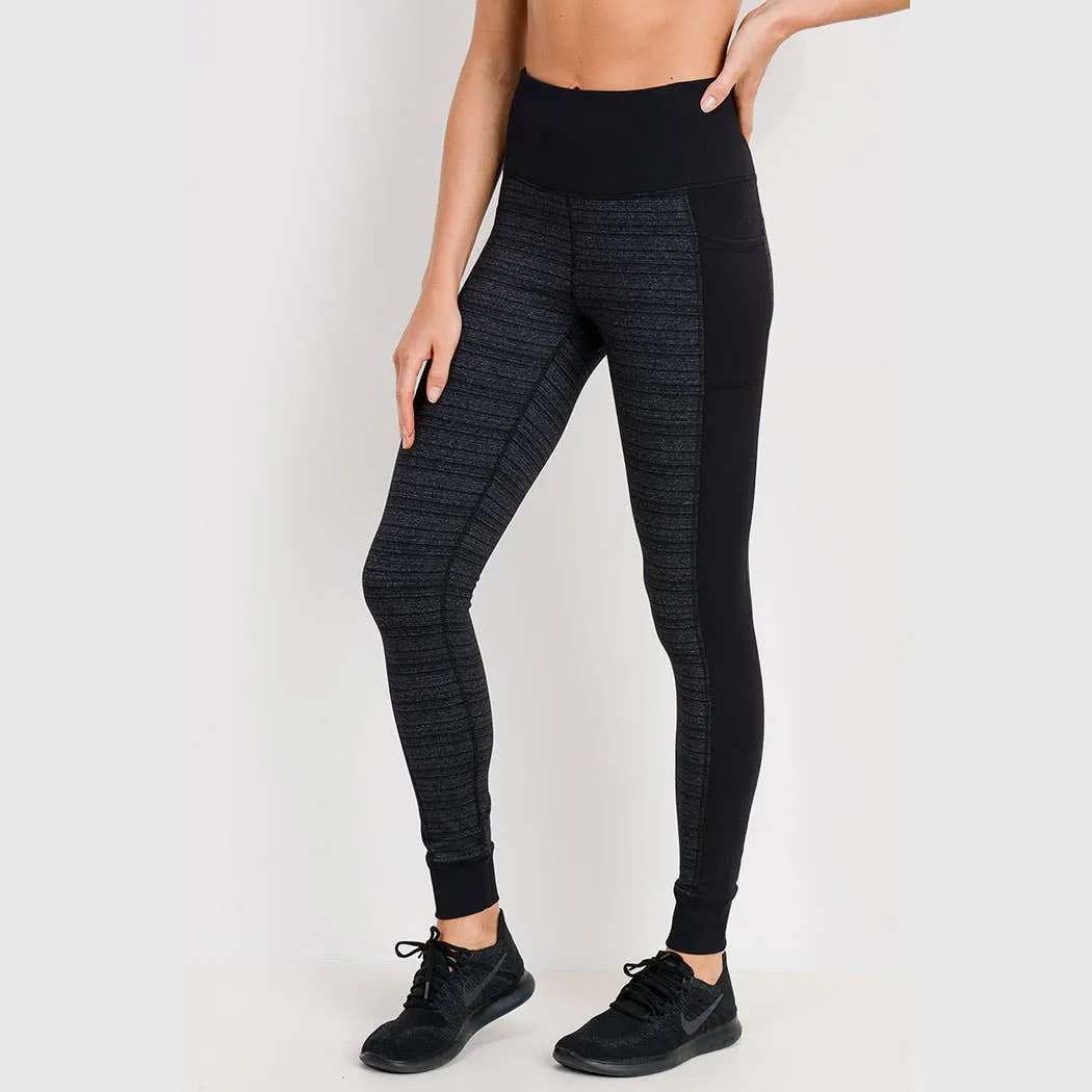 Dark Striped Colorblock Cuffed Leggings