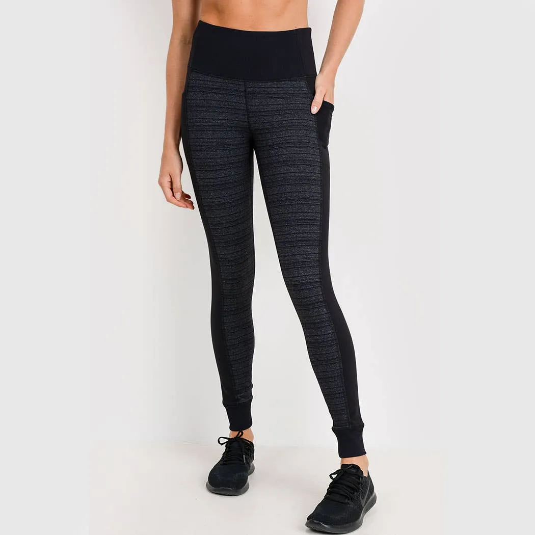Dark Striped Colorblock Cuffed Leggings