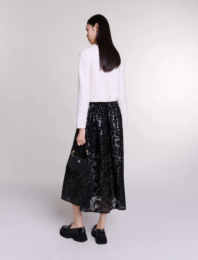 Embroidered Sequin Maxi Skirt