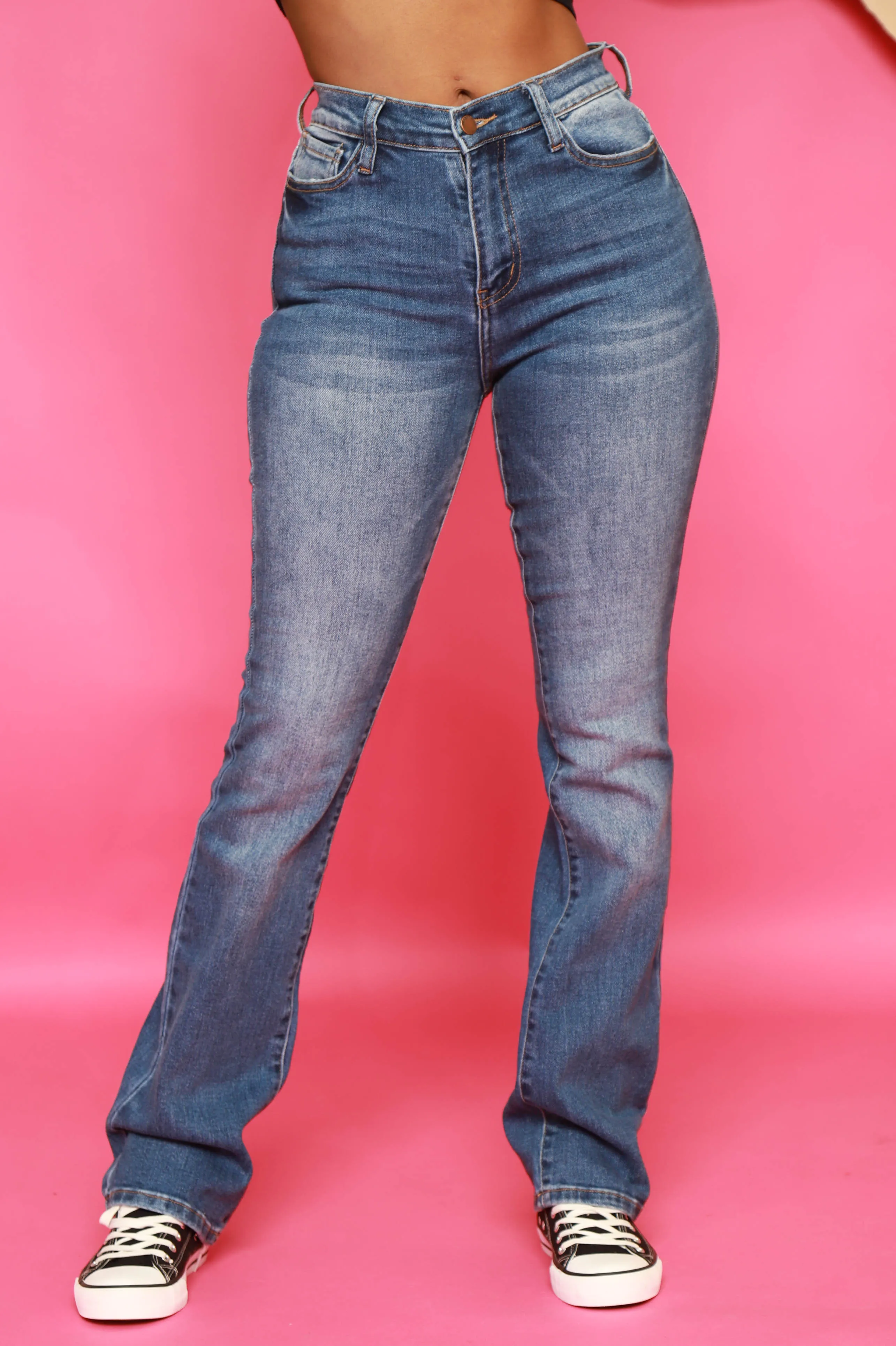 End Game High Rise Bootcut Jeans - Medium Wash