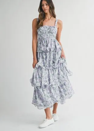 Floral Printed Ruffle Tiered Maxi Dress