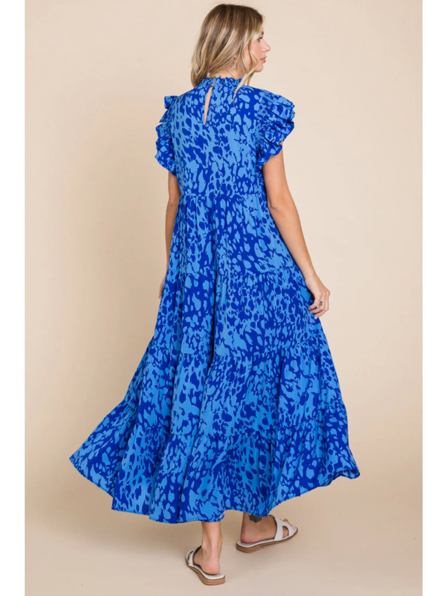 Frilled Printed Maxi Dress