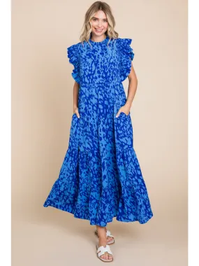 Frilled Printed Maxi Dress