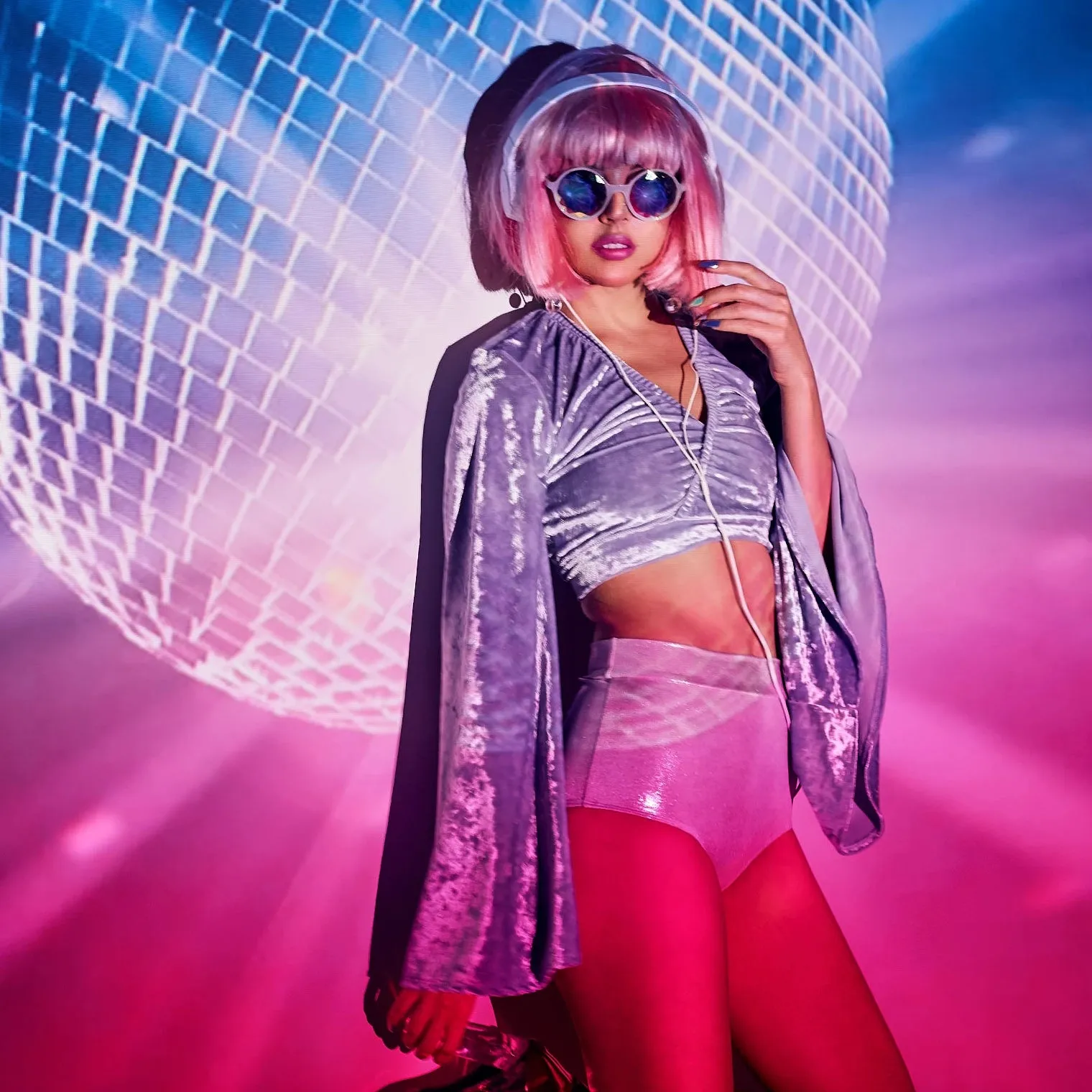Hologram Highwaist Pin Up Bottoms in Baby Pink
