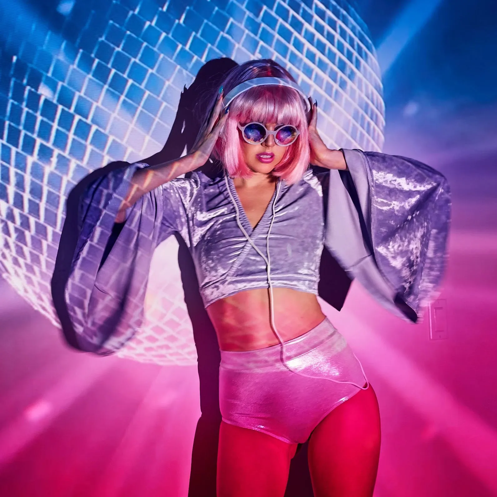 Hologram Highwaist Pin Up Bottoms in Baby Pink