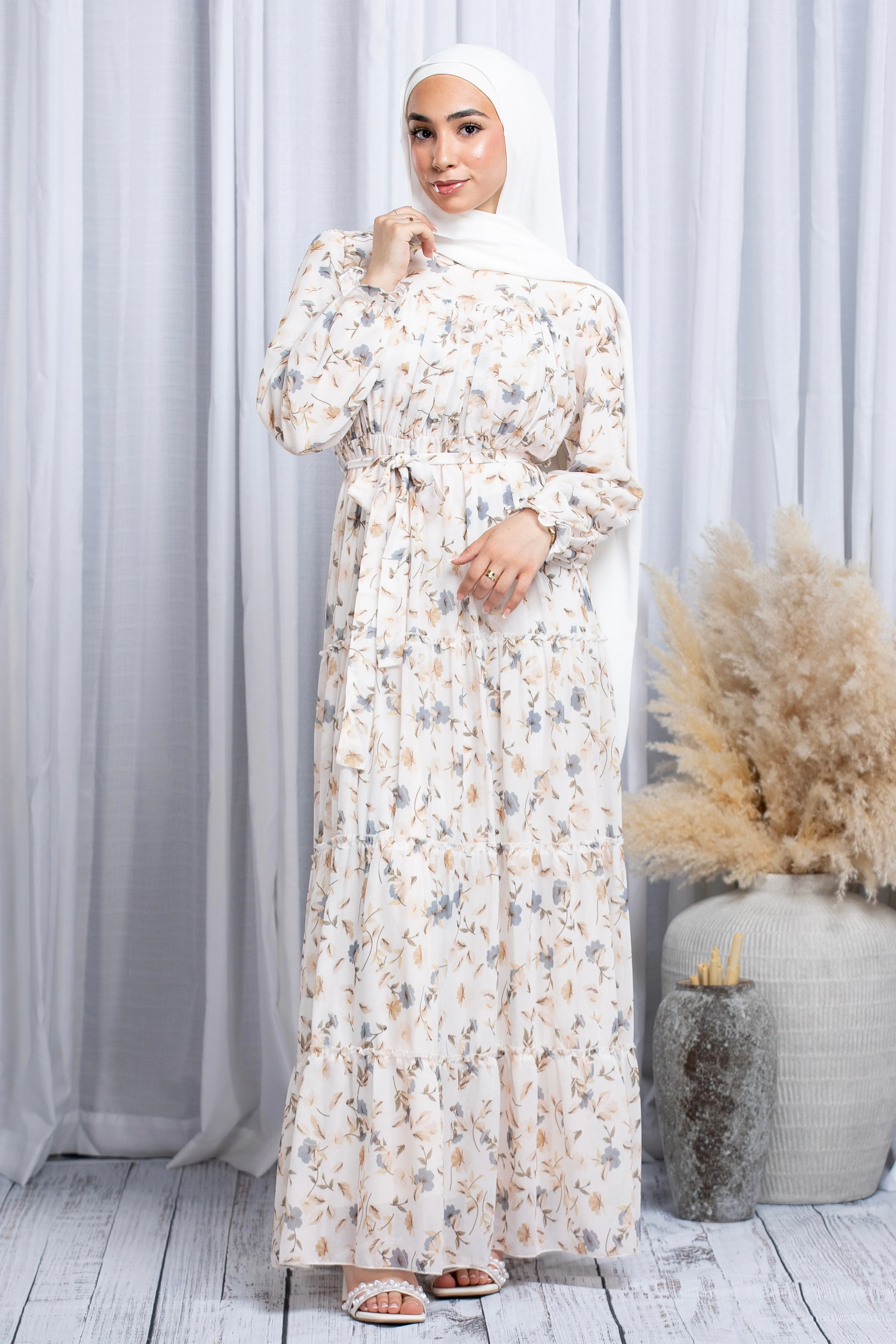 Husna Chiffon Floral Maxi Dress