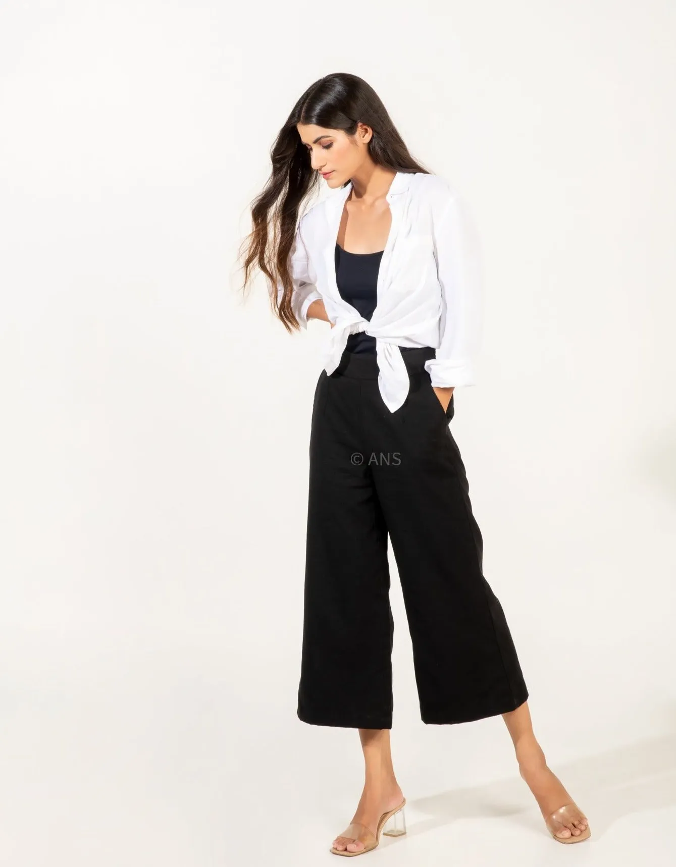 IRA LINEN BLACK PANTS