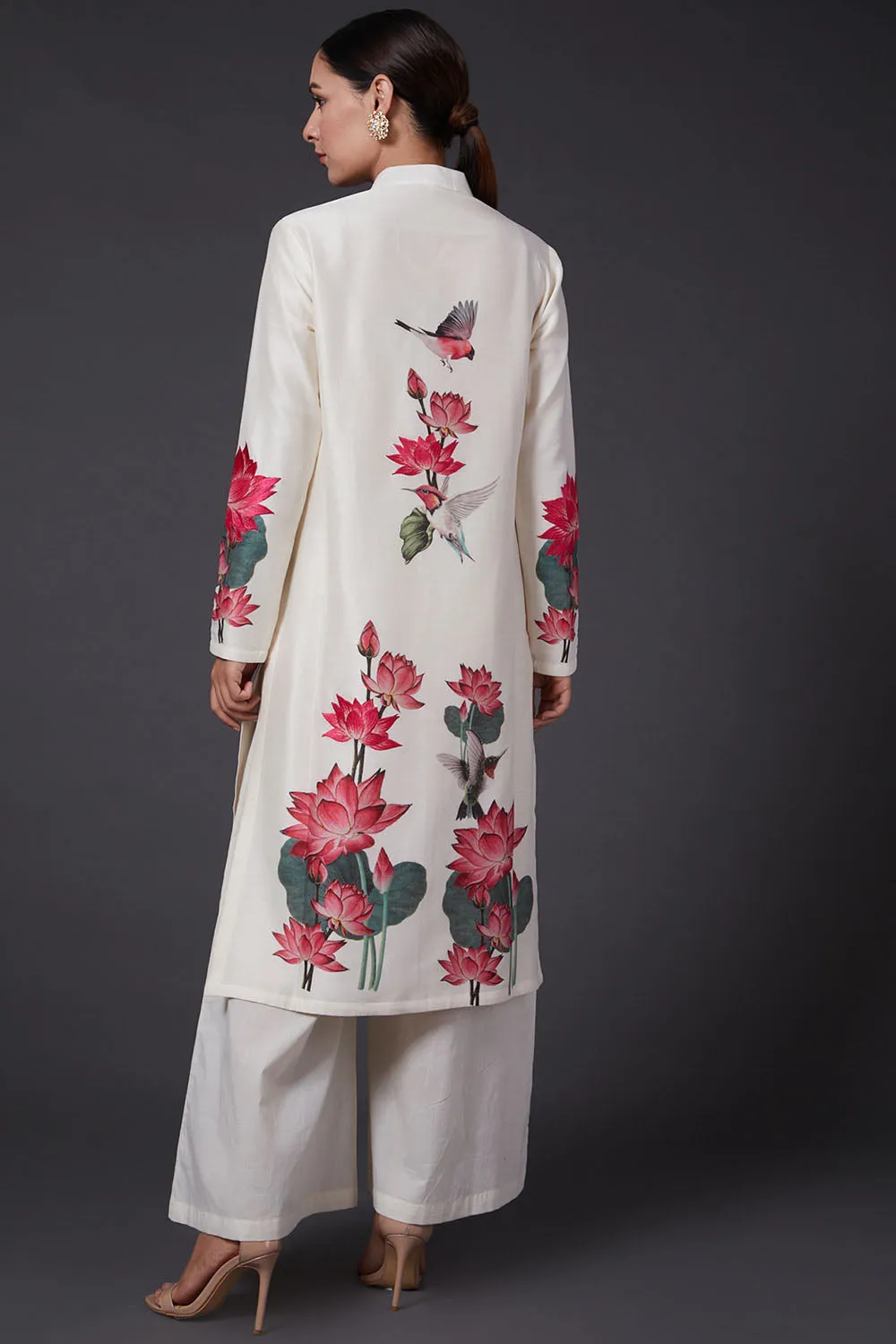 Ivory Printed & Embroidered Kurta Set