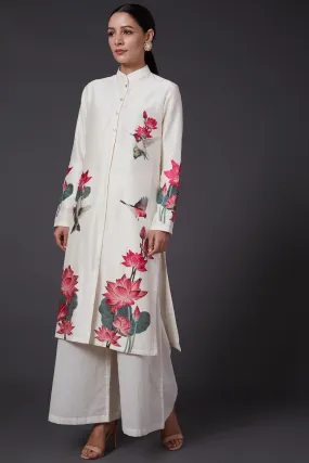 Ivory Printed & Embroidered Kurta Set