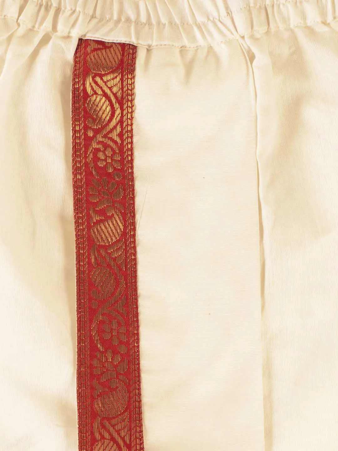 Jashvi Boy's Cream Cotton Kurta Dhoti and Dupatta Set