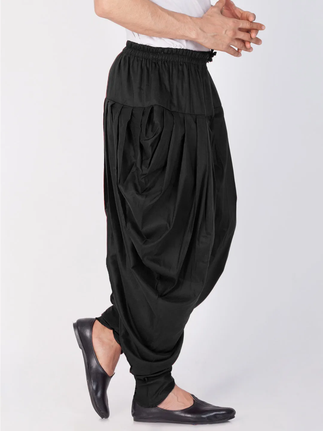 Jashvi Men's Black Cotton Silk Blend Dhoti