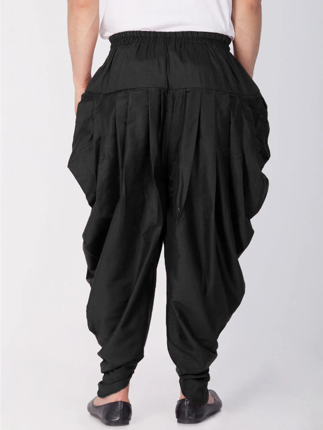 Jashvi Men's Black Cotton Silk Blend Dhoti