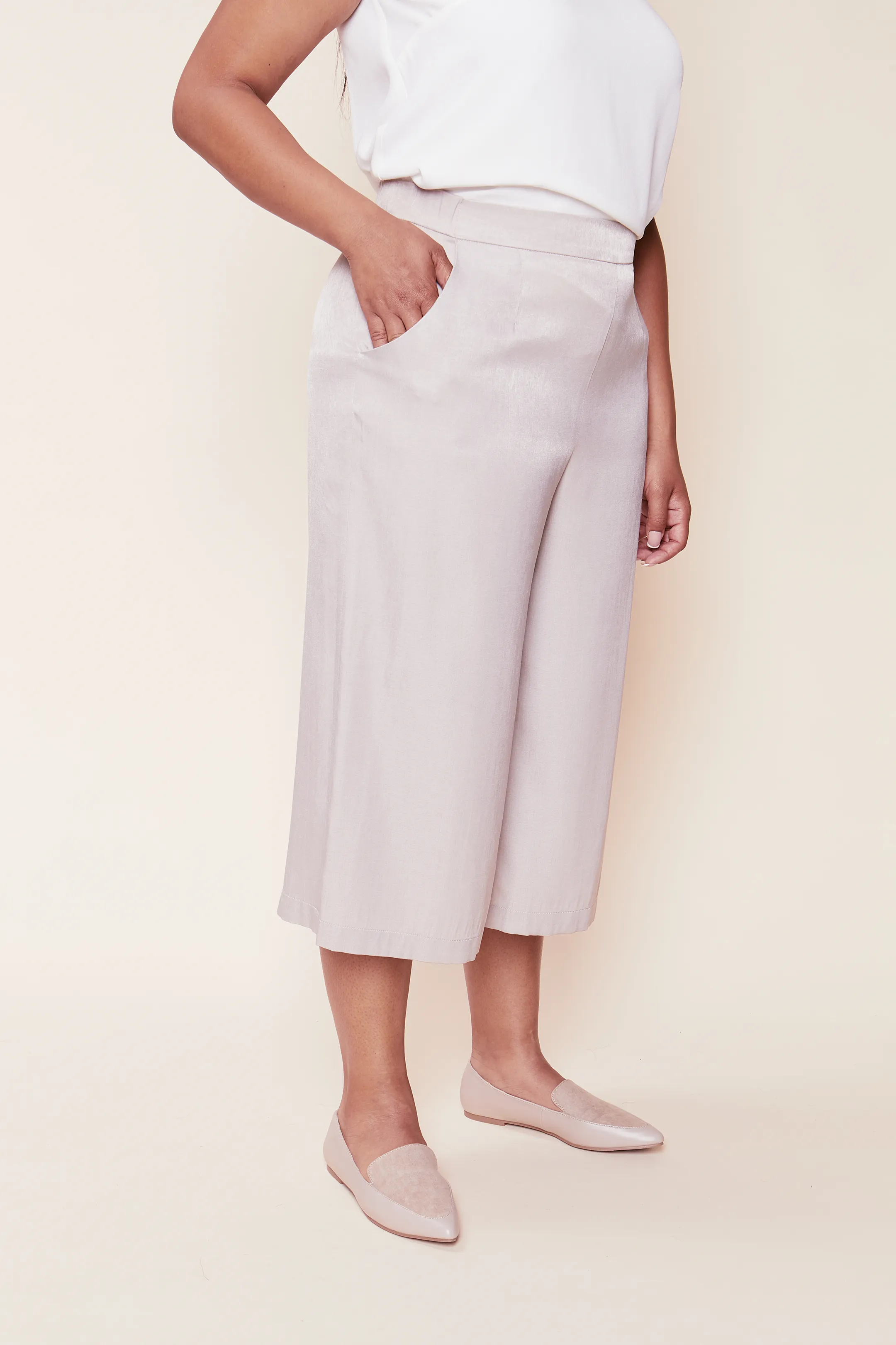 Latté Fluid Denim Culottes