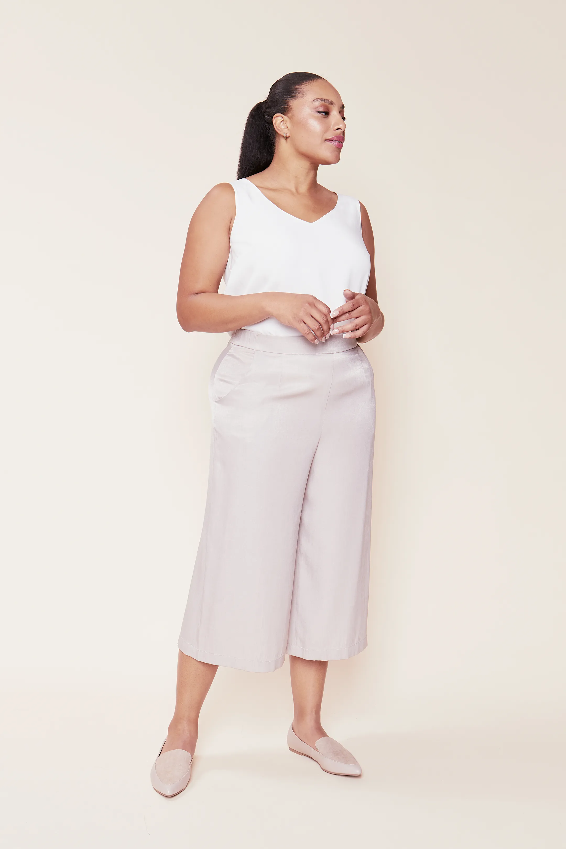 Latté Fluid Denim Culottes