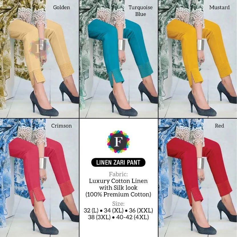 Linen Cotton Regular Fit Kurti Pants for Women With Pockets