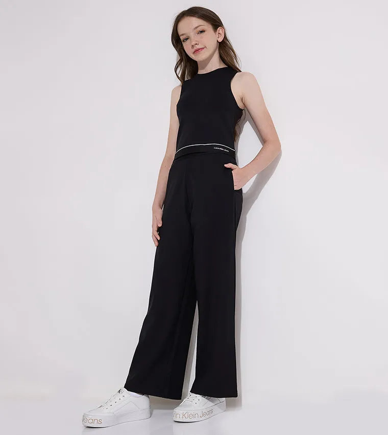 Logo Tape Wide Leg Punto Pants