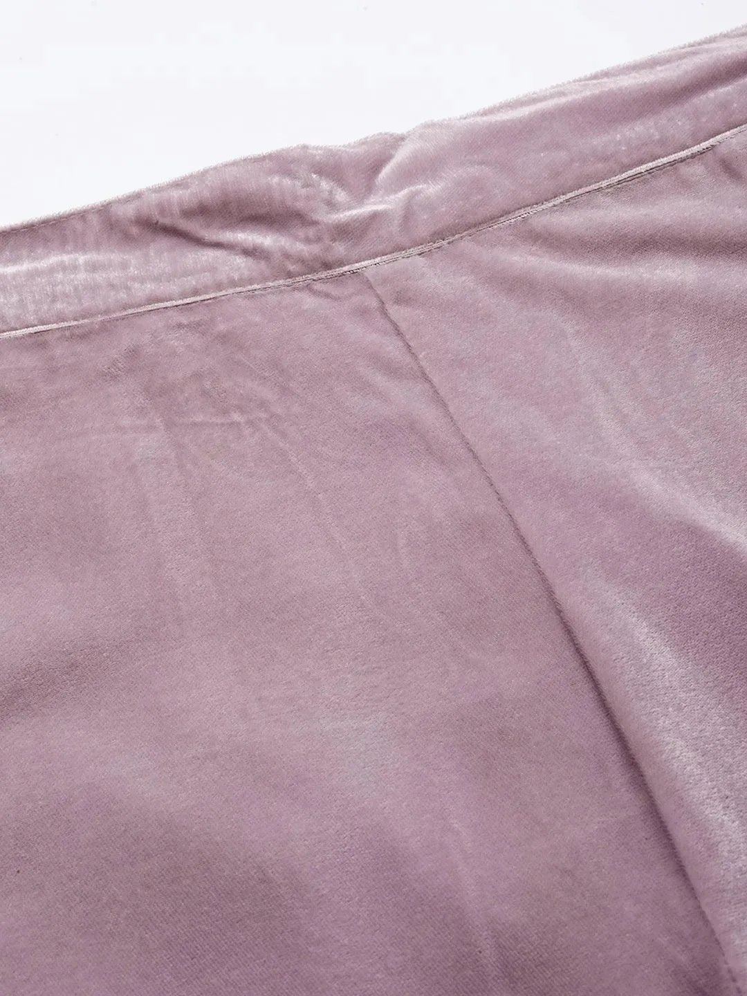 Mauve Solid Velvet Trousers