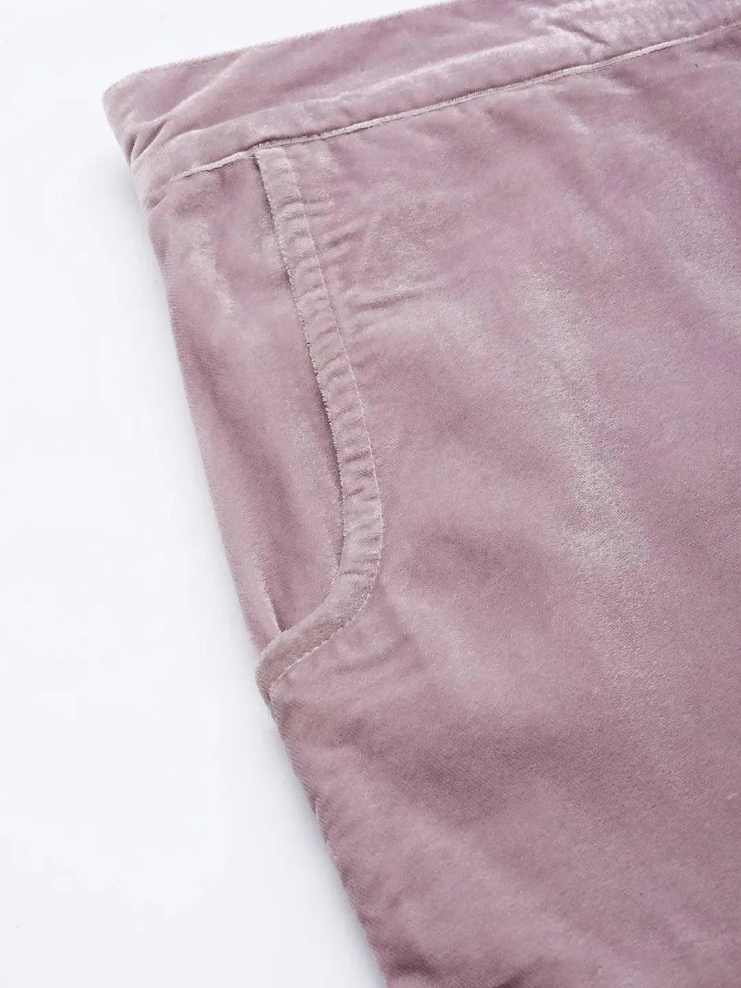 Mauve Solid Velvet Trousers