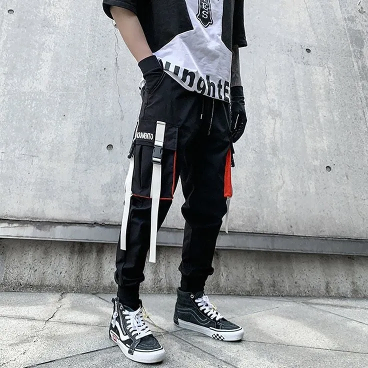 Men Classic Teachwear HipHop Japanese Style HipHop Cargo Pant  Double Multi Pocket Elastic Waist Cargo Pant