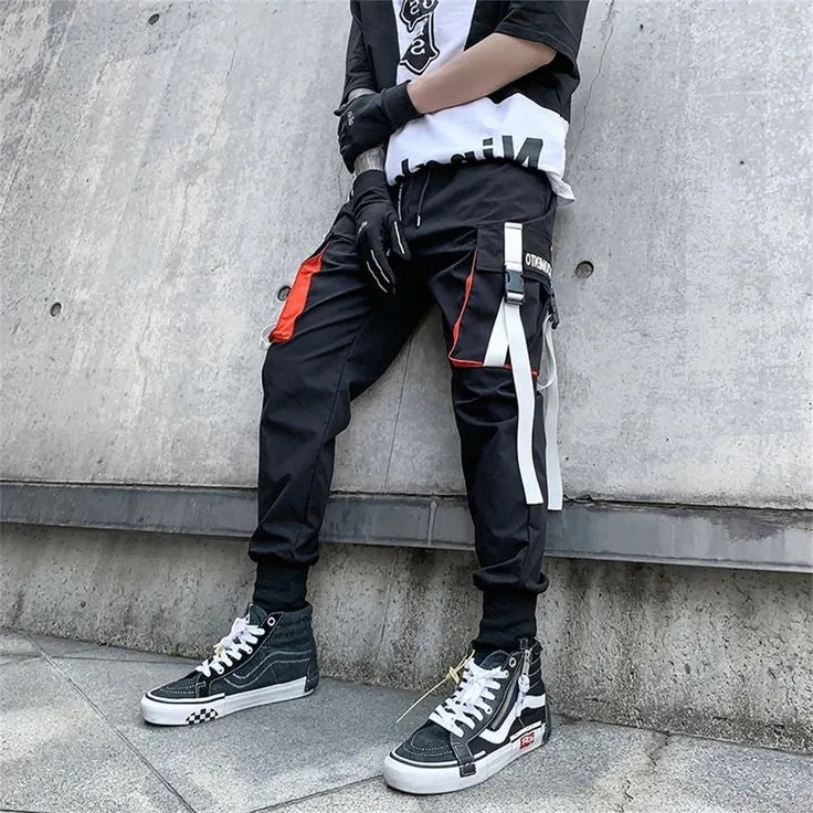 Men Classic Teachwear HipHop Japanese Style HipHop Cargo Pant  Double Multi Pocket Elastic Waist Cargo Pant