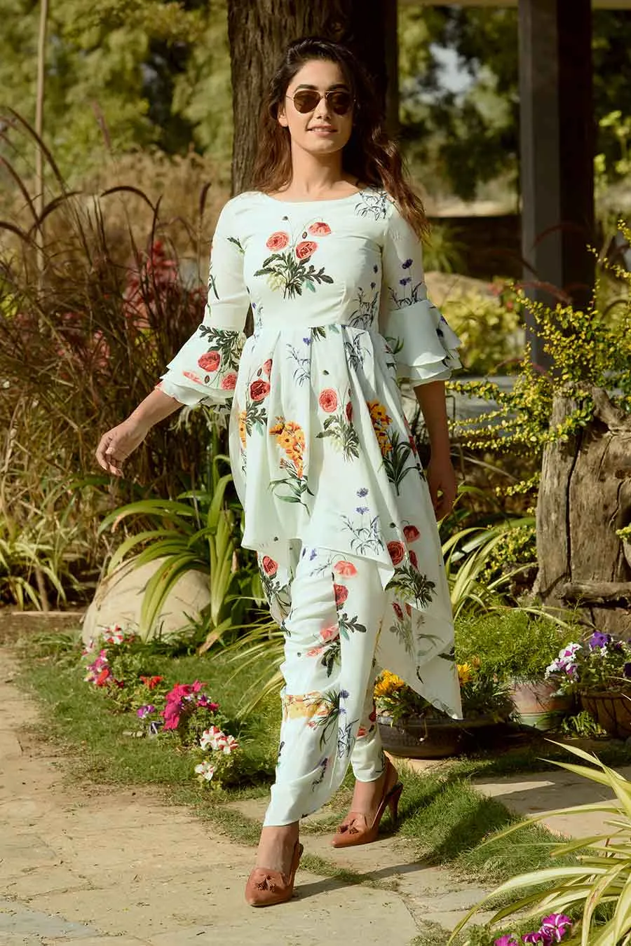 Mint Embroidered Kurta & Dhoti Set