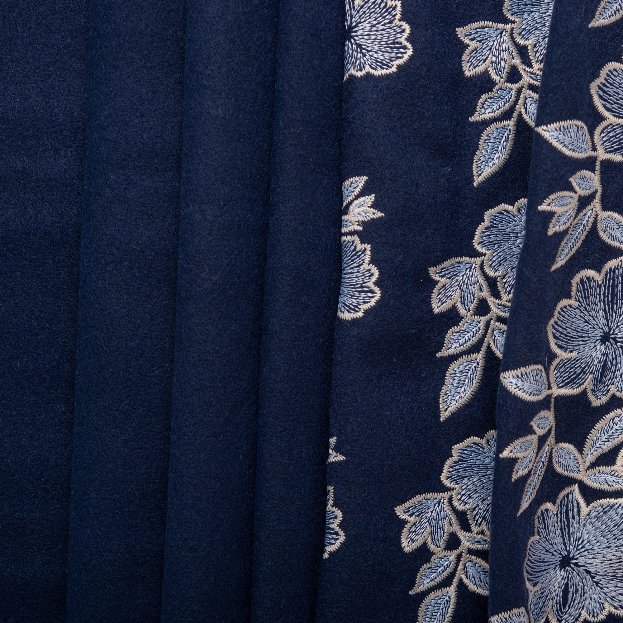 Novelty Embroidered Coating - ELSA - Florals - Navy